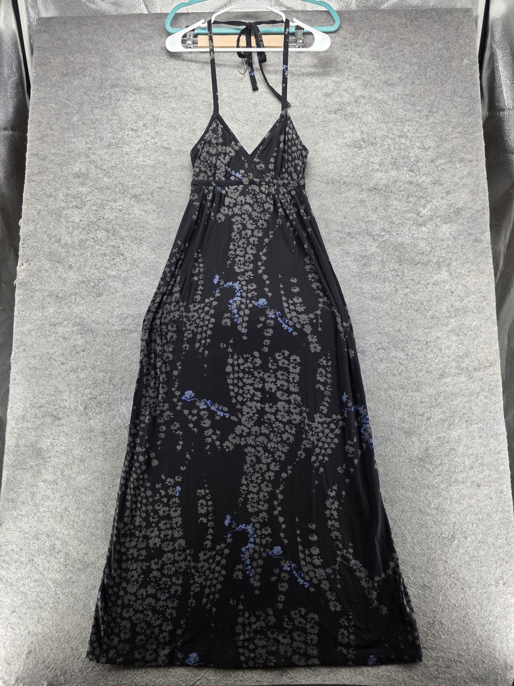 Express Dress Womens S Black Maxi Sundress Halter Floral Jersey Summer Boho